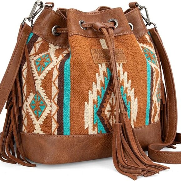 NEW! Wrangler Hobo Bags for Women Designer Aztec Bucket Purses Western Tapestry - Picture 5 of 6